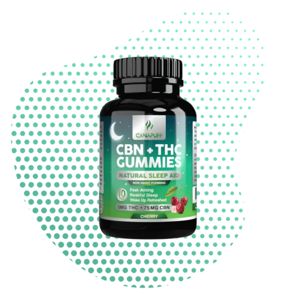 CanaPuff CBN+THC - Naturligt sömnhjälpmedel. Vingummi Cherry, 10-bitar