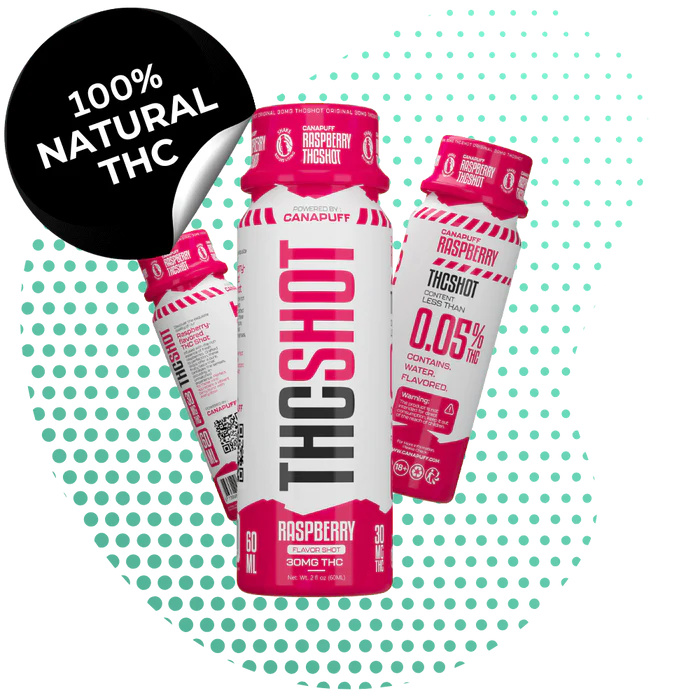 CanaPuff THC SHOT - Munvatten, RASPBERRY, 60 ml.
