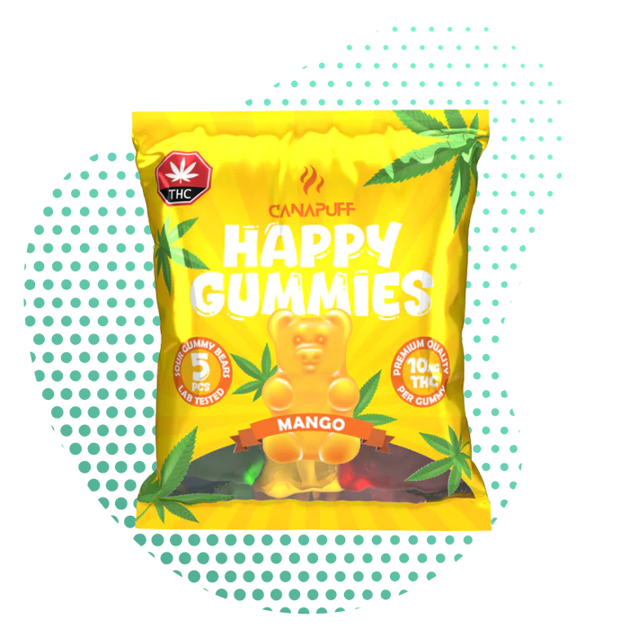 CanaPuff THC Happy Vingummi, Mango Tårtdekoration 5 bitar